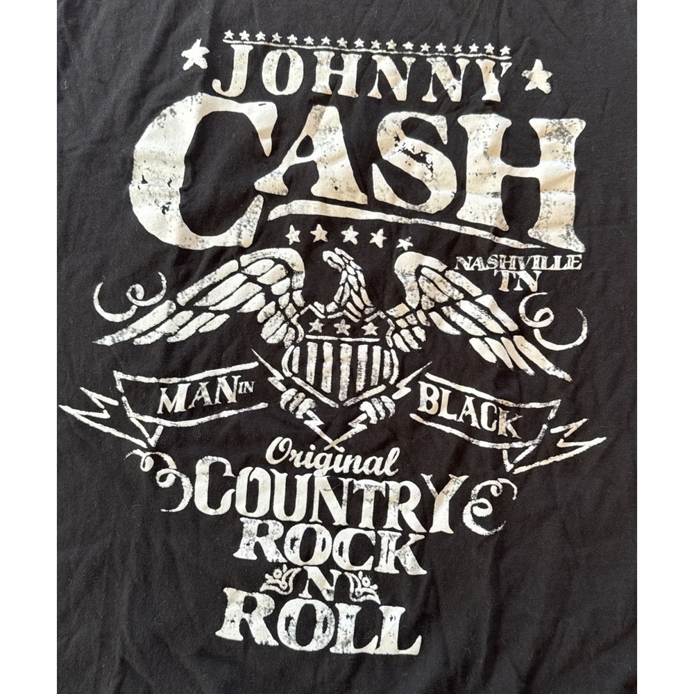 Johnny Cash Original Country Rock N Roll Mens Black T-Shirt Size MD 2023